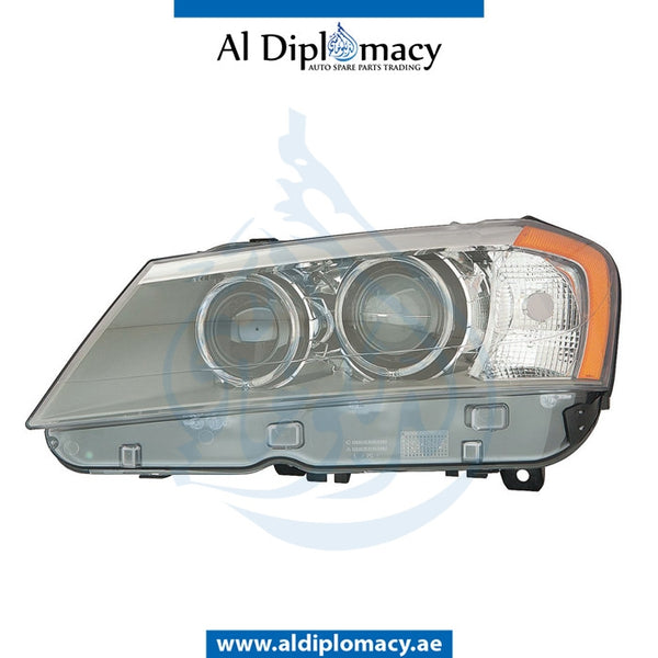 Left Headlight, BI Xenon, COMPLETE USA TYPE for BMW X3 Series F25 (2010-2017) models, Part Number UN-63117276995-CO