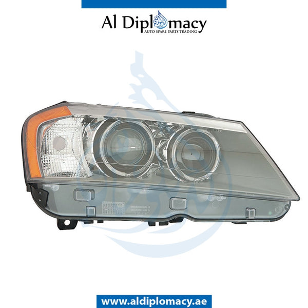 Right Headlight, BI Xenon, COMPLETE USA TYPE for BMW X3 Series F25 (2010-2017) models, Part Number UN-63117276996-CO