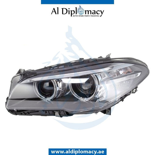 Left Headlight, ADAPTIVE Xenon, EMPTY for BMW 5 Series F10 (2010-2016) models, Part Number UN-63117343907