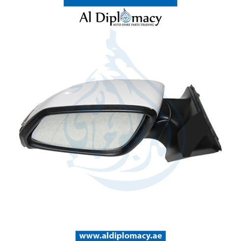 Left Mirror, WITH Camera, White, COMPLETE for BMW 7 Series F01 (2008-2015) models, Part Number UN-F01MIR-LH+CAM-CO-WH