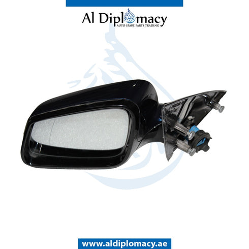 Left Mirror, WITH Camera, BLACK for BMW 5 Series F07 (2013-2017) models, Part Number UN-F07MIR-FL+CAM+3W-BL