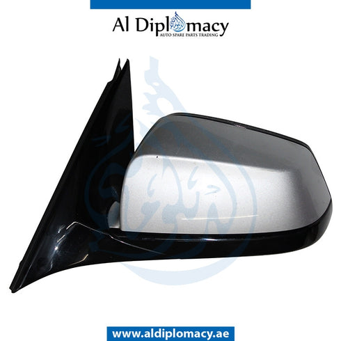 Left Mirror, WITH Camera, Silver, COMPLETE for BMW 5 Series F10 (2010-2016) models, Part Number UN-F10MIR-LH+CAM-CO-SL