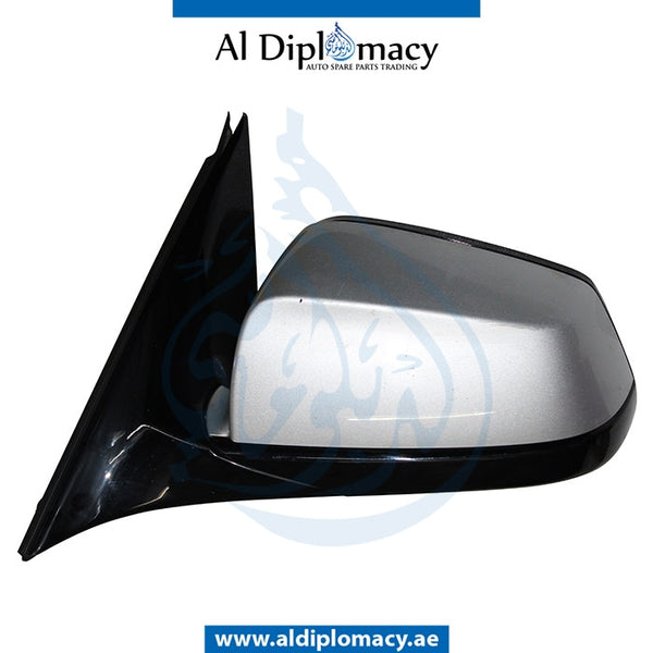 Left Mirror, WITH Camera, Silver, COMPLETE for BMW 5 Series F10 (2010-2016) models, Part Number UN-F10MIR-LH+CAM-CO-SL