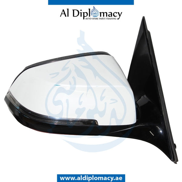 Right Mirror, White, COMPLETE for BMW 5 Series F10 (2010-2016) models, Part Number UN-F10MIR-RH-CO-WH