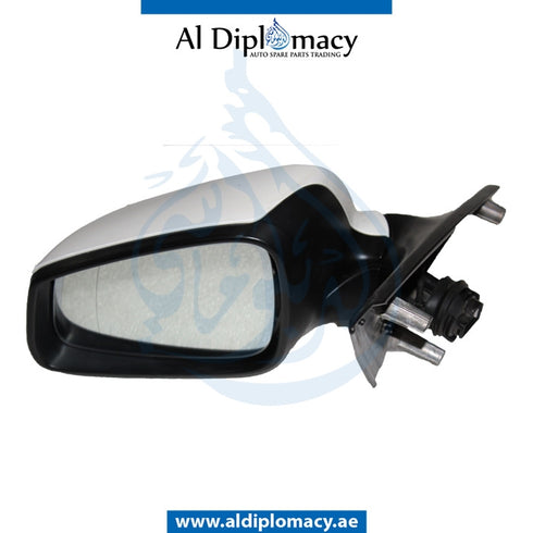 Left Mirror, White, COMPLETE for BMW 5 Series F18 (2010-2013) models, Part Number UN-F18MIR-LH-CO WH