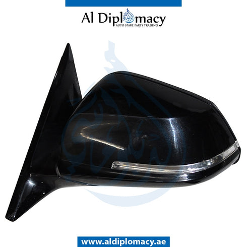 Left Mirror, WITH Camera, Black, COMPLETE for BMW 4 Series F33 (2013-2017) models, Part Number UN-F33MIR-LH+CAM-CO-BK