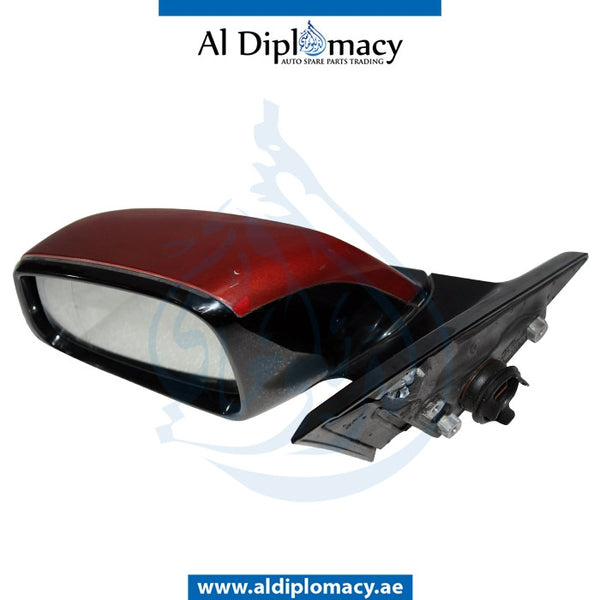 Left Mirror, WITH Camera, Red, COMPLETE for BMW 4 Series F32 (2013-2017) models, Part Number UN-F33MIR-LH+CAM-CO-RD