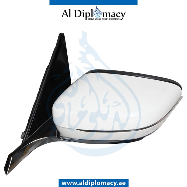 Left Mirror, White, COMPLETE for BMW 7 Series G11 (2015) models, Part Number UN-G11MIR-LH-CO-WH