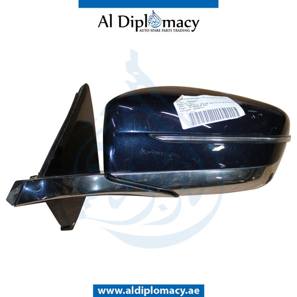 Left Mirror, WITH Camera, Blue, COMPLETE for BMW 7 Series G11 (2015) models, Part Number UN-G11MIR-LH+CAM-CO-BL