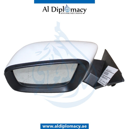 Left Mirror, White, COMPLETE for BMW 5 Series G30 (2016-2020) models, Part Number UN-G30MIR-LH+CO-WH