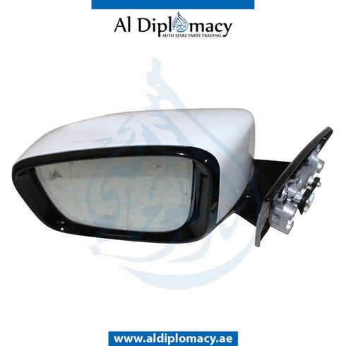 Left Mirror, WITH Camera, White, COMPLETE for BMW 6 Series G32 (2017-2020) models, Part Number UN-G32MIR-LH+CAM-CO-WH
