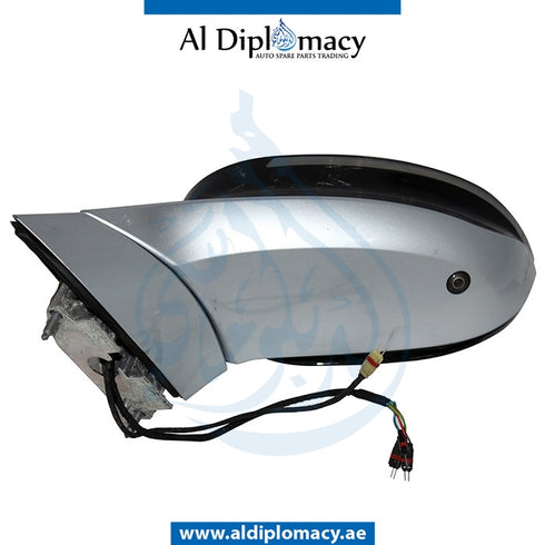 Left Mirror, WITH Camera, Black, COMPLETE for BMW I8 models, Part Number UN-I8MIR-LH+CAM-CO-BK