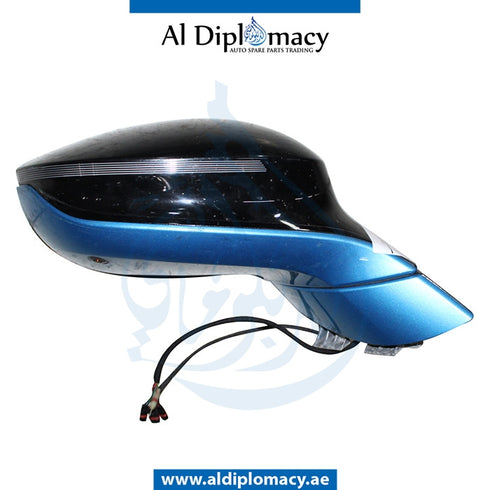 Right Mirror, WITH Camera, Blue, COMPLETE for BMW I8 models, Part Number UN-I8MIR-RH+CAM-CO-BL