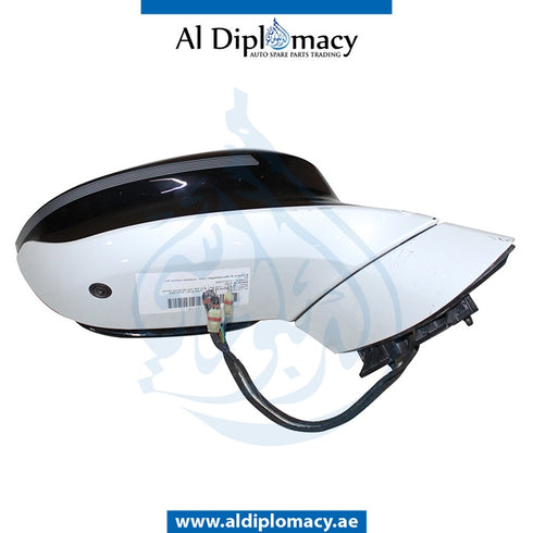 Right Mirror, WITH Camera, White, COMPLETE for BMW I8 models, Part Number UN-I8MIR-RH+CAM-CO-WH