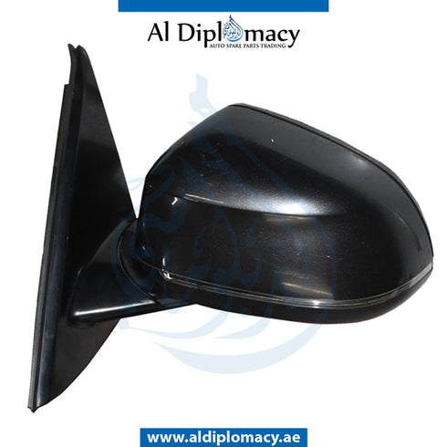 Left Mirror, WITH Camera, Green, COMPLETE for BMW X6 Series F16 (2014-2019) models, Part Number UN-X6/F16MIR-LH+CAM-CO-GR