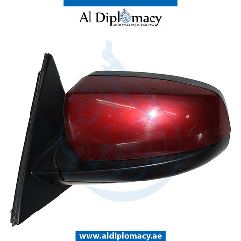 Left Mirror, Red, EMPTY for BMW models, Part Number UN-X6MIR-LH+3W-EM-RD