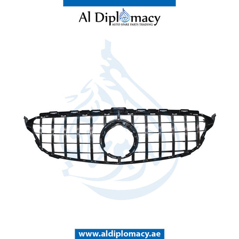 SHOW Grille, Sport, WITH Camera, BLACK for Mercedes-Benz C Class W205 (2015-2021) models, Part Number UT-205GRILL SPORT-W/CAMERA-BK