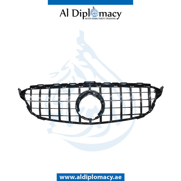SHOW Grille, Sport, WITH Camera, BLACK for Mercedes-Benz C Class W205 (2015-2021) models, Part Number UT-205GRILL SPORT-W/CAMERA-BK